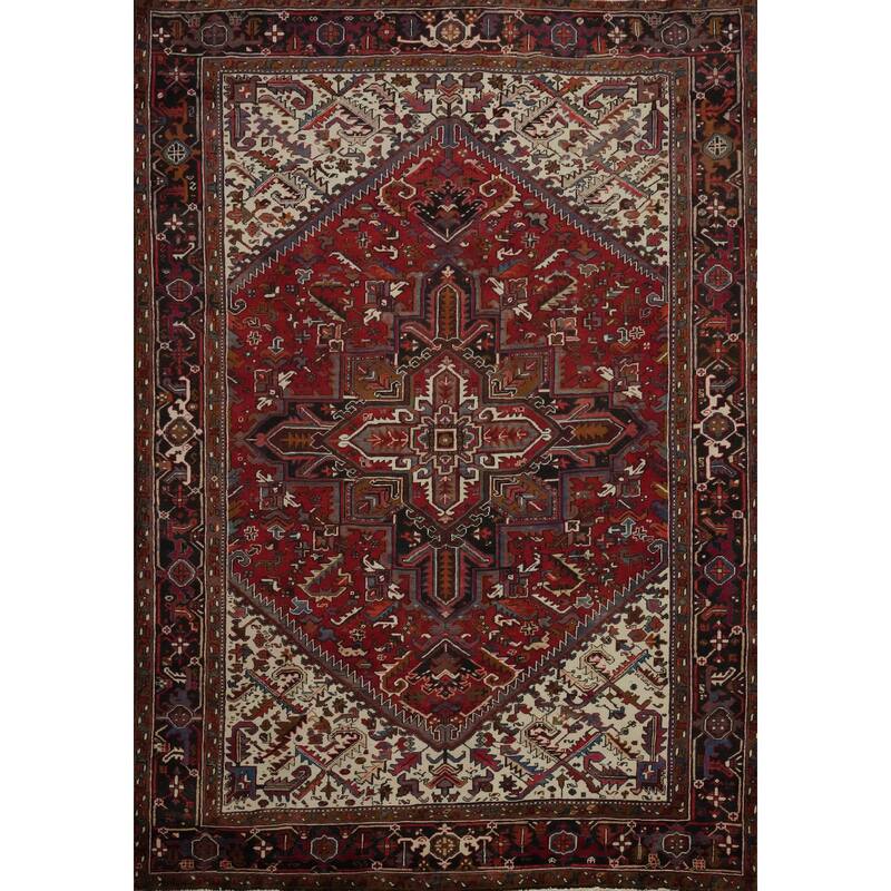 Hand Knotted Oriental 100% Wool Carpet Traditional Medallion Red Heriz Area Rug - 10' 3'' X 8' 5''