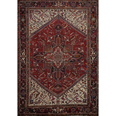 Hand Knotted Oriental 100% Wool Carpet Traditional Medallion Red Heriz Area Rug - 10' 3'' X 8' 5''