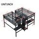 preview thumbnail 6 of 11, Black Twin Over Twin Loft Bed with Double Desk Wardrobe Shelves Power Outlet