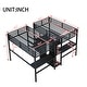 preview thumbnail 20 of 26, Metal Loft Bed Twin Size Double Beds with Wood Built-in Dual Desks, Wardrobe, Shelves, Dual Power Outlets and Guardrails