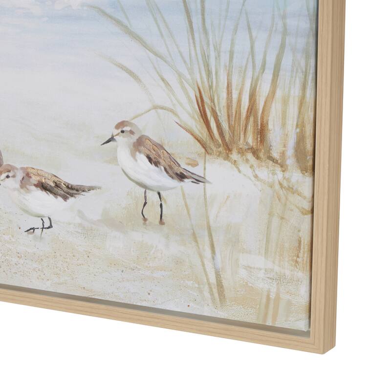 Canvas Abstract Long Horizontal Framed Wall Art with Gold Foil Accents - Blue - Roche River Decor