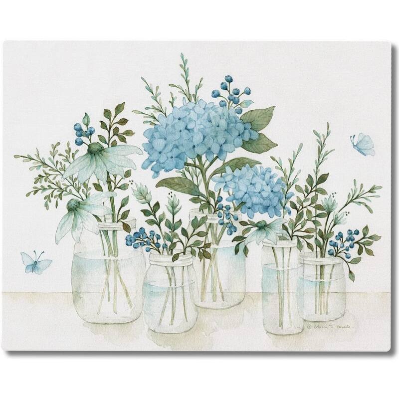 Mason Jars & Florals 3mm Heat Tolerant Tempered Glass Cutting Board 15” x 12” Manufactured in the USA Dishwasher Safe - Multi