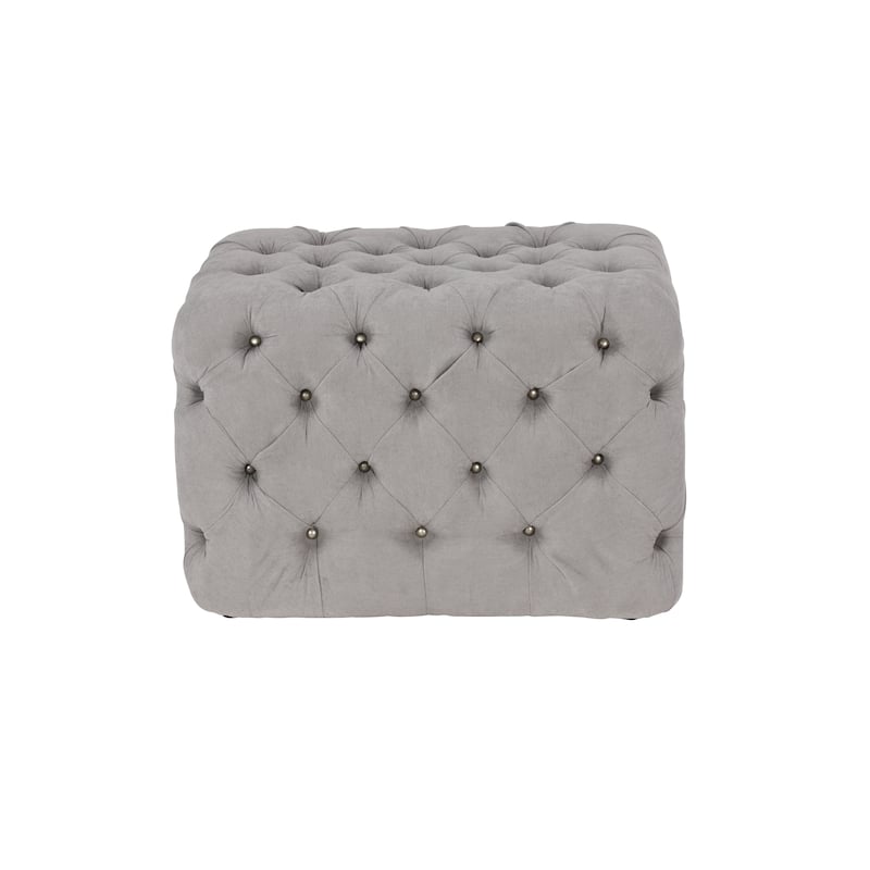 Black Tan or Grey Wood Tufted Fabric Modern Glam Ottoman Bench