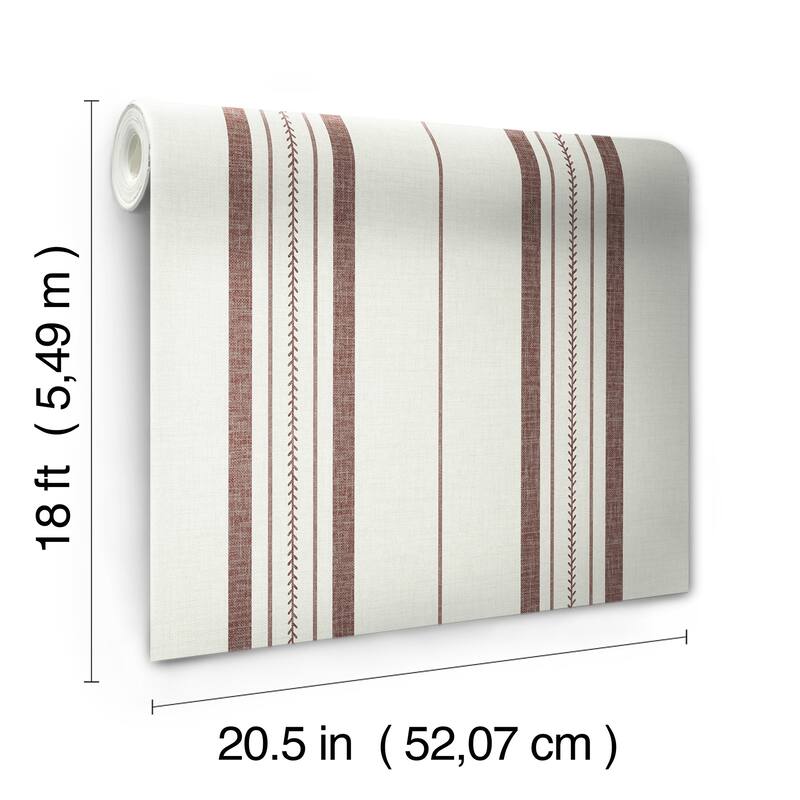 NuWallpaper Brownstone Boys Townhouse Stripe Maroon Peel and Stick Wallpaper - N/A