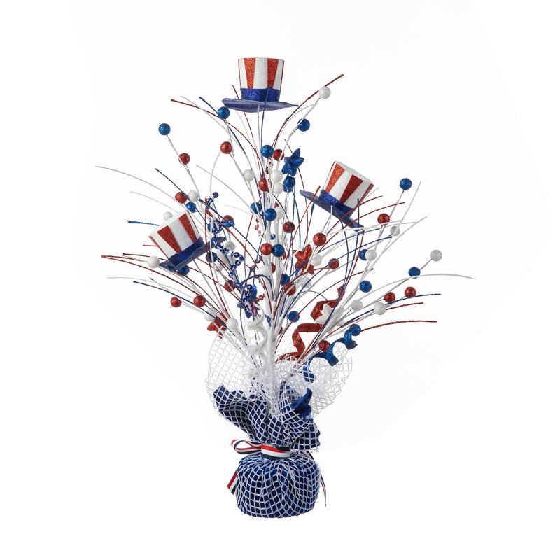 Glitzhome 20"H Patriotic July 4th Berry Stars Table Tree
