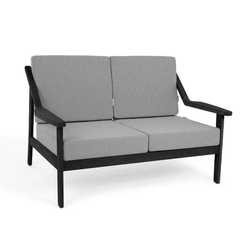 Outdoor Teak Wood Slat Back Patio Loveseat Sofa