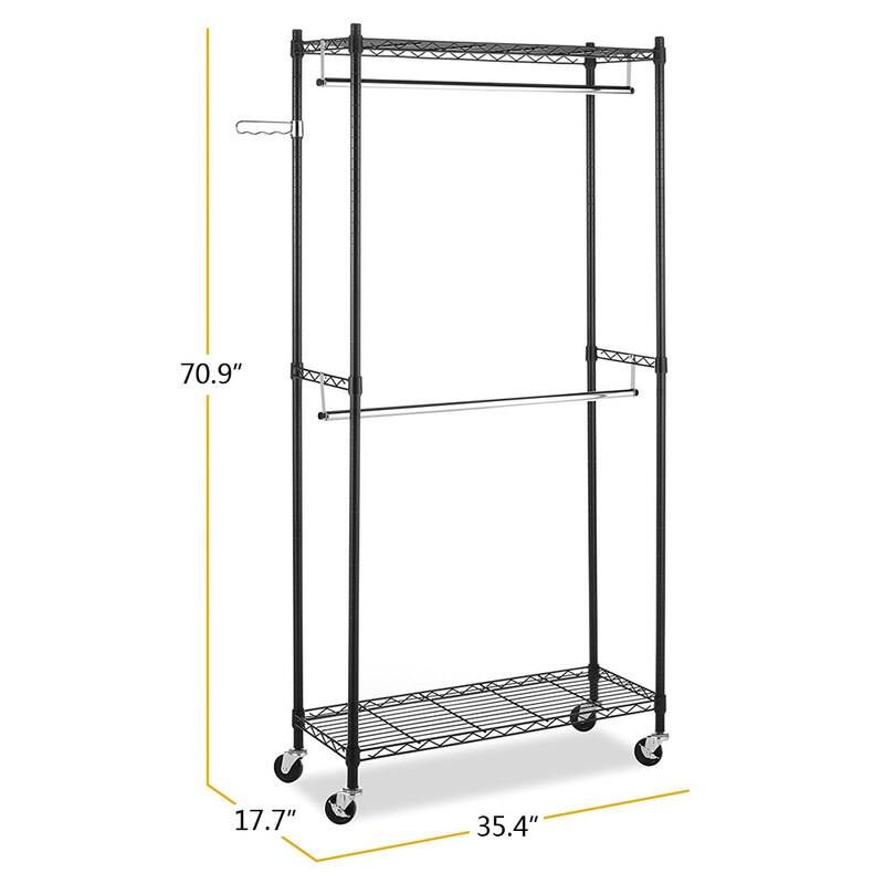 Heavy Duty Closet Organizer Garment Rack Clothes Hanger Storage Shelf