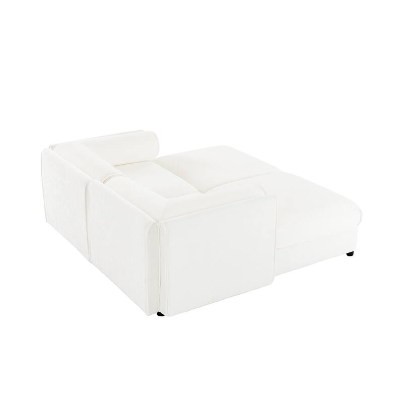 75.5" Chenille Upholstered 2-Seater Sleeper Modular Sectional Sofa with Storage Seat, DIY Combination