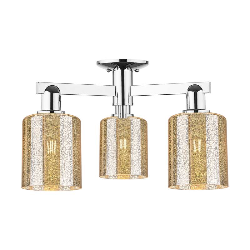 Innovations Lighting Endless Possibilities Arcadia - Cobbleskill - 3 Light 23" Semi-Flush Mount - Mercury/Polished Chrome