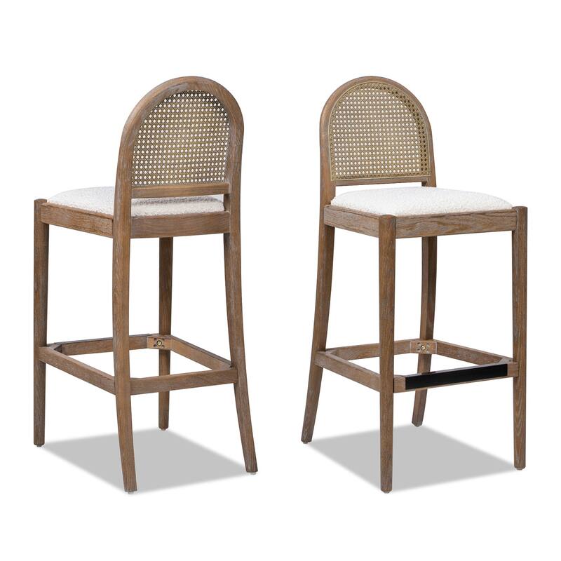 Curved Back Cane Rattan Bar Stool