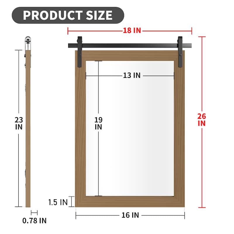 Farmhouse Barn Door Solid Wood Frame Bathroom Vanity Wall Mirror
