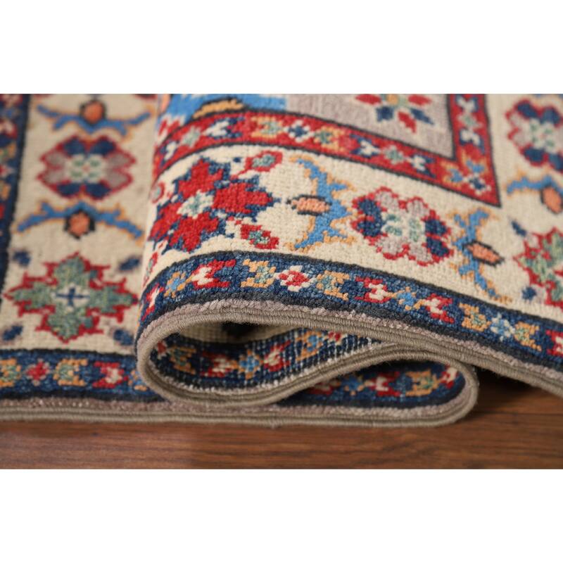 Gray Kazak Oriental Foyer Rug Hand-Knotted Wool Carpet - 2'1" x 3'1"
