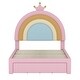 preview thumbnail 8 of 20, Roomfitters Upholstered Rainbow Design Bed, Velvet Princess Platform Bed with Storage Drawer, No Box-spring Needed