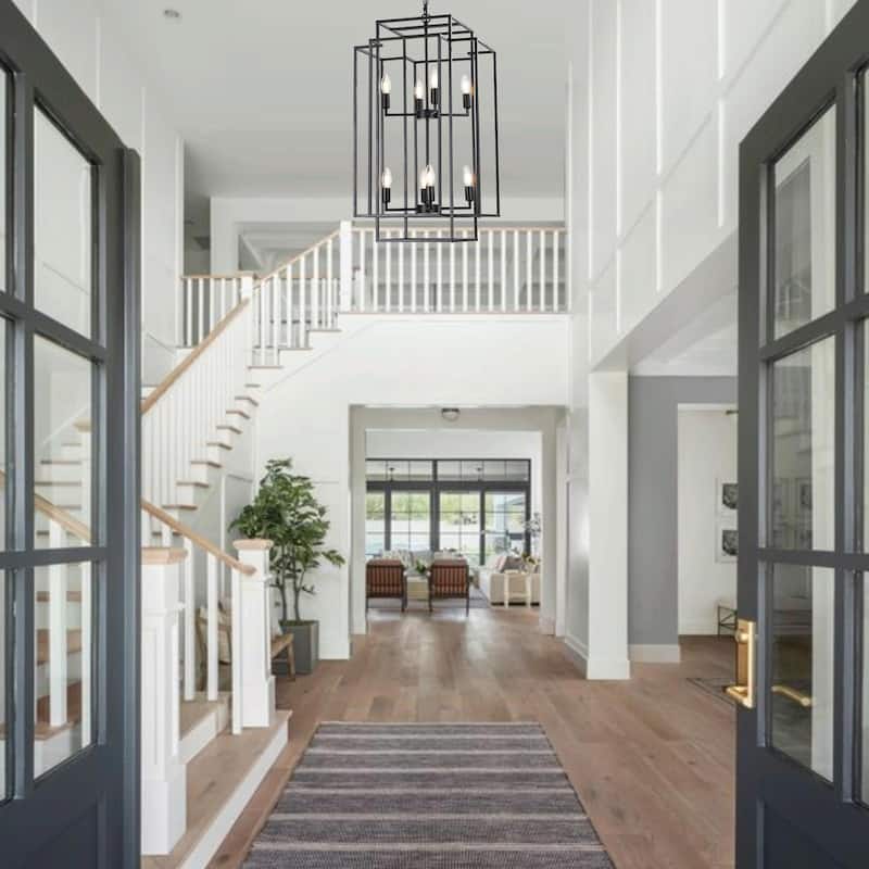 Industrial Farmhouse Hanging Chandelier with 8 Lights