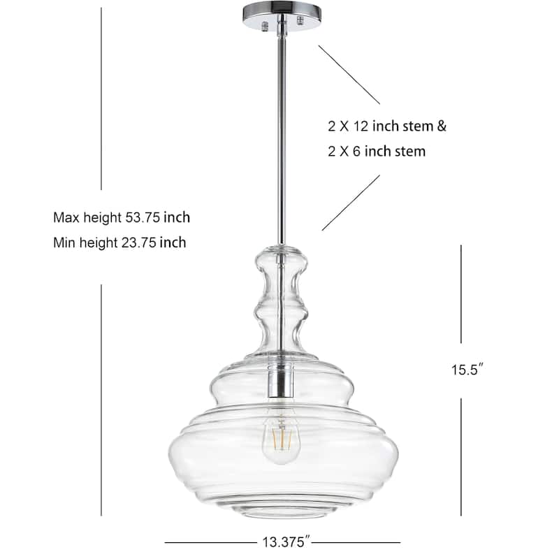 Monkey 13.37" Glass/Metal LED Pendant, by JONATHAN Y