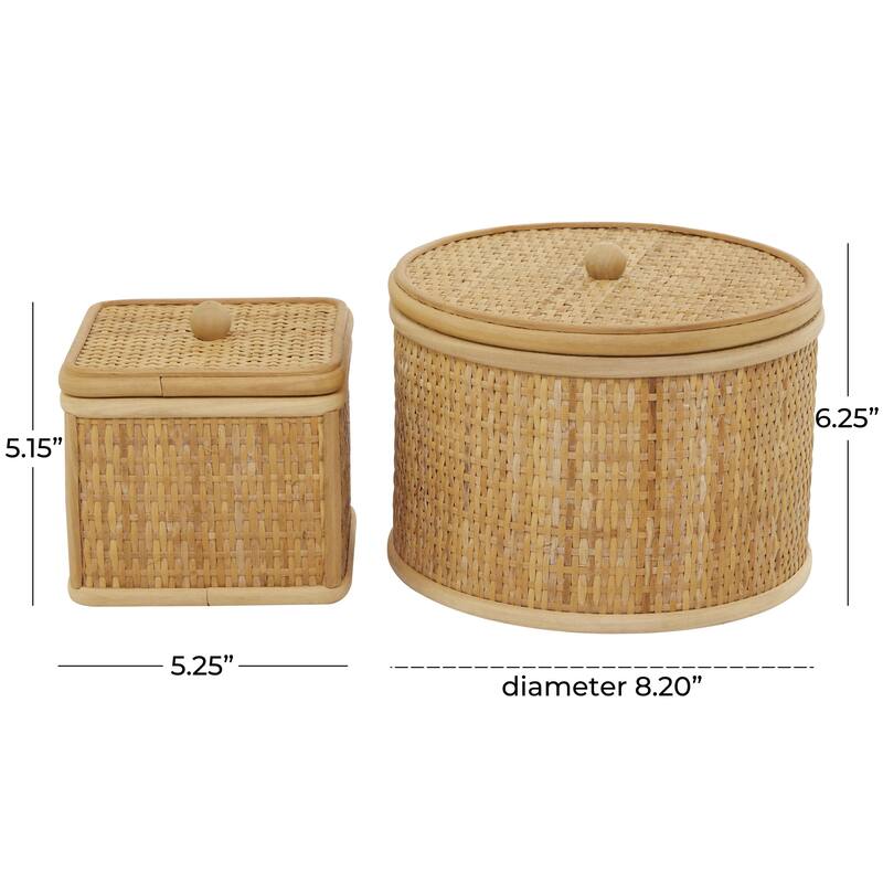 Rattan Storage Decorative Box - Set of 2 Brown - Roche River Decor
