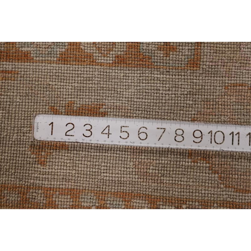 Vegetable Dye Oushak Turkish Runner Rug Handmade Wool Carpet - 4'0" x 12'2"