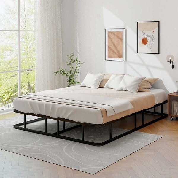Costway Queen Size Metal Platform Bed Frame Mattress Foundation with On Sale Bed Bath Beyond 39577115