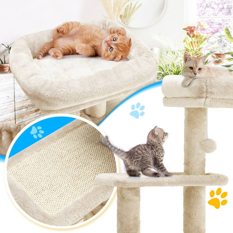 EROMMY Cat Tree – Multi-Level Cat Tower with Sisal Scratching Posts & Swing Ball, Modern Cat Furniture for Indoor Cats