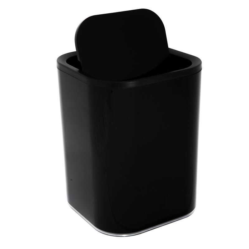 Bath Bliss 8L Acrylic Waste Bin - 7.5"x 7.5"x 10" - Black