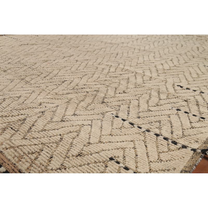 Earth Tone Moroccan Area Rug Handmade Geometric Wool Carpet - 8'9"x 12'10"