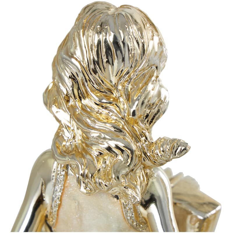 Gold Resin Musician Decorative Sculpture with Accordion and Saxophone (Set of 2)