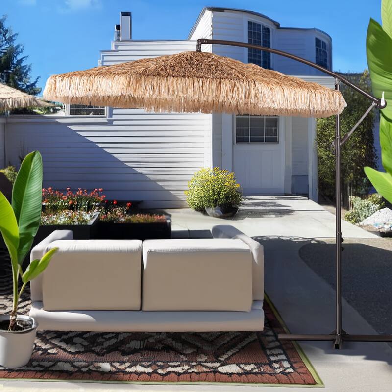 Aoodor Grand patio 9FT Thatch Tiki Umbrella (No Base)