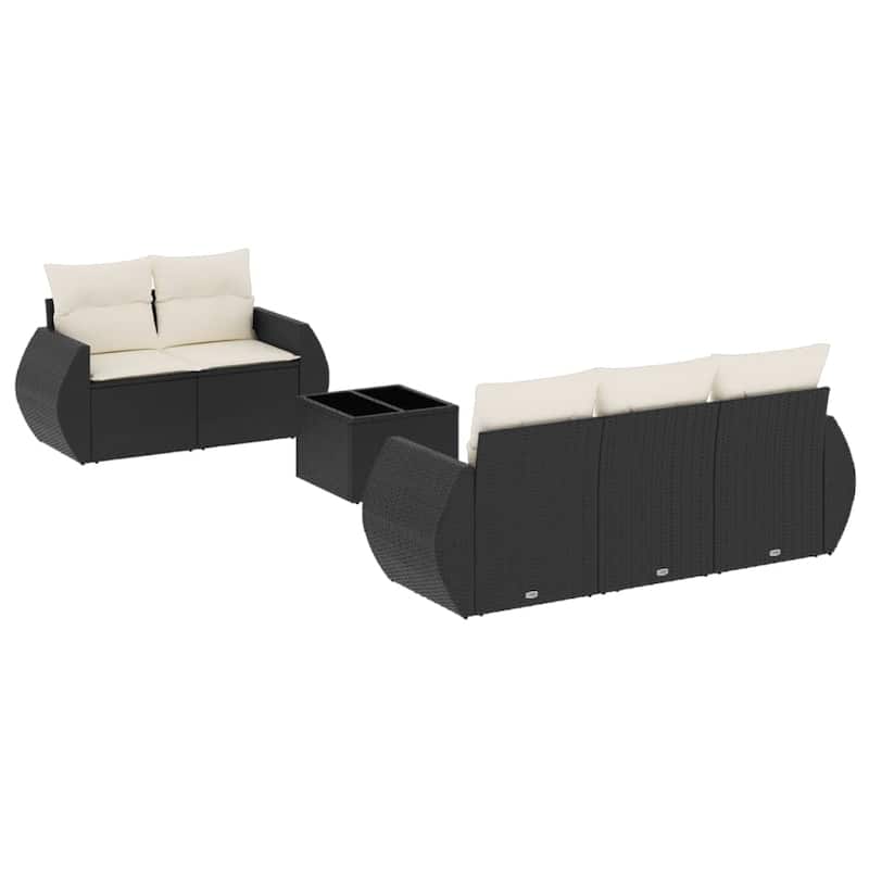 vidaXL Patio Sofa Set with Cushions Outdoor Furniture 6 Piece Poly Rattan - 24.4 x 27.6 x 27.2