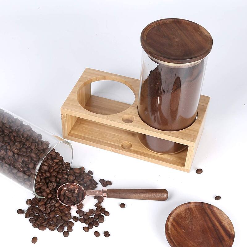 Glass Jars with Airtight Wood Lids,Glass Nut Storage Containers with