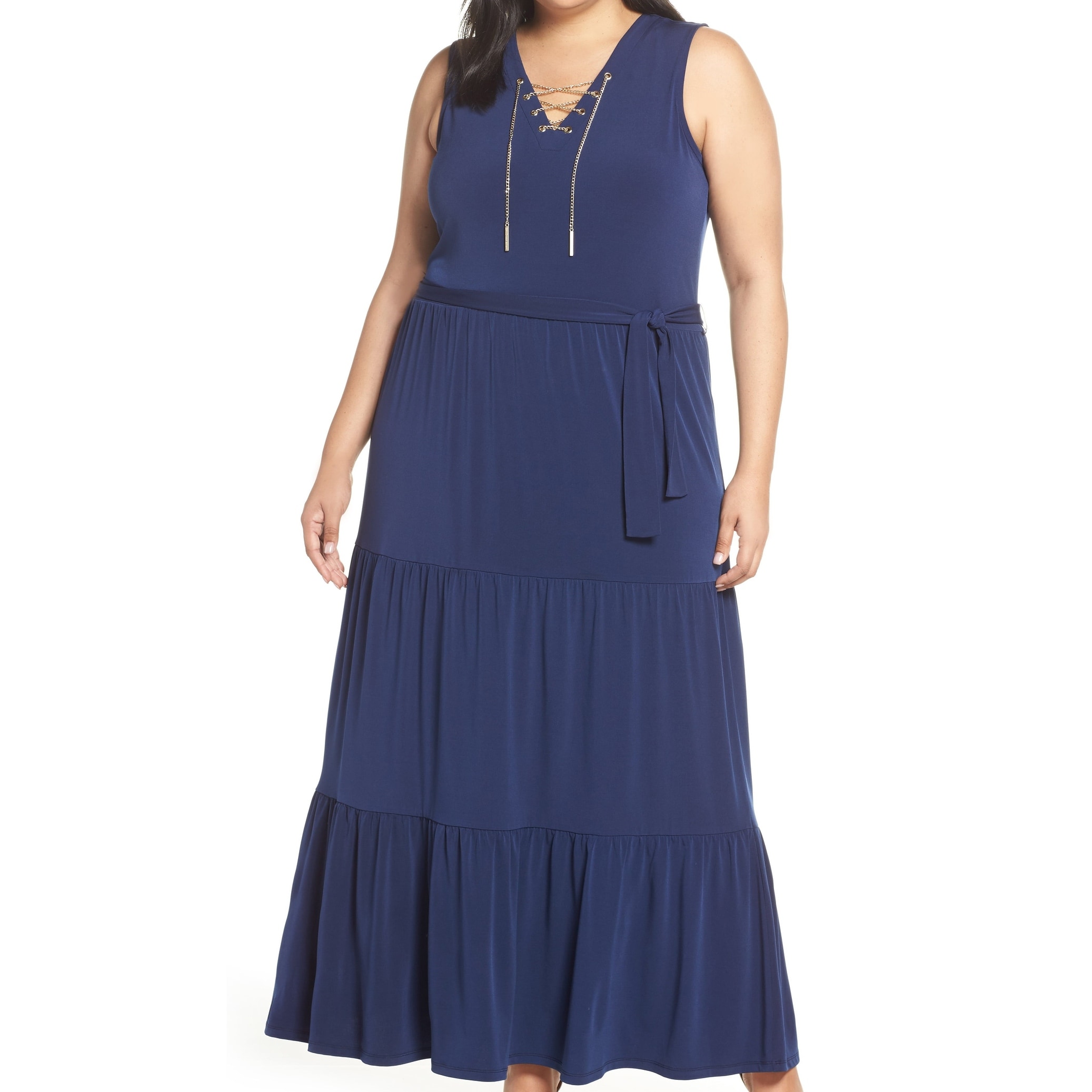 michael kors chain lace up maxi dress