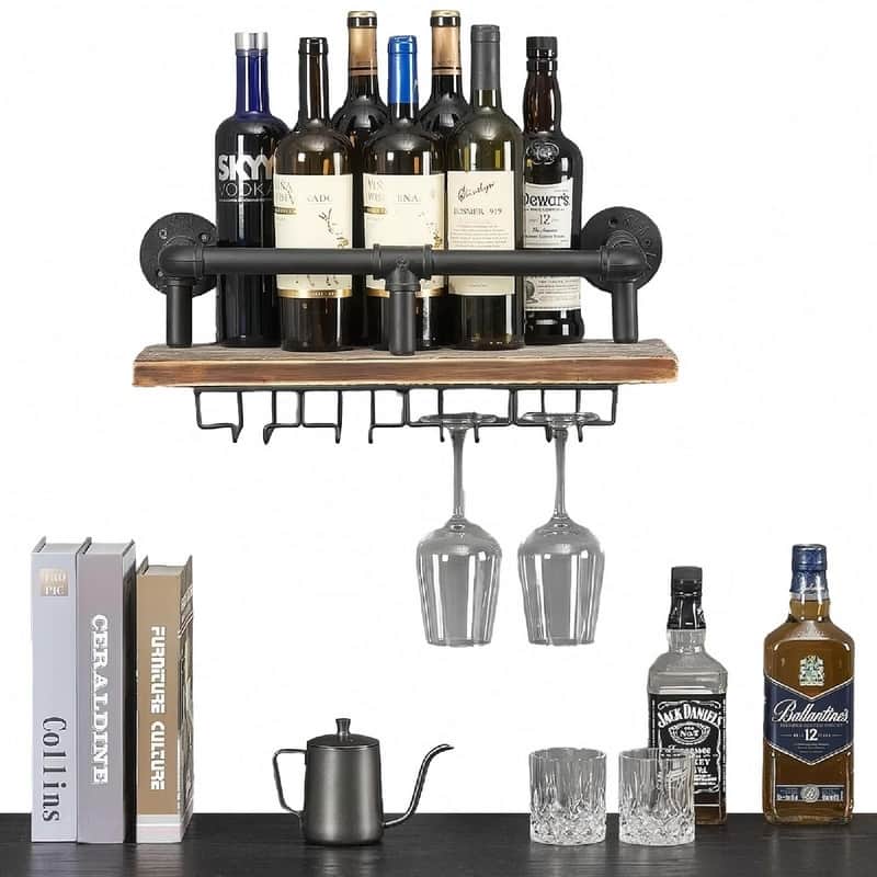 Industrial Wall Mounted Wine Rack - 20.08"x7.87"x7.87"
