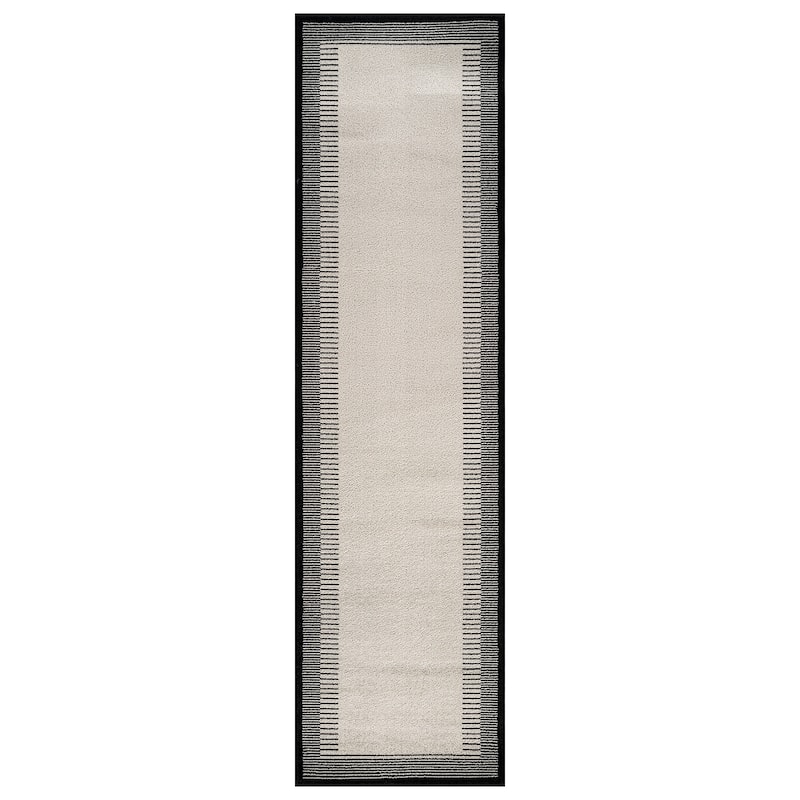 World Rug Gallery Modern Abstract Bordered Area Rug for Living Room, Bedroom, or Entryway - Low Pile Indoor Rug