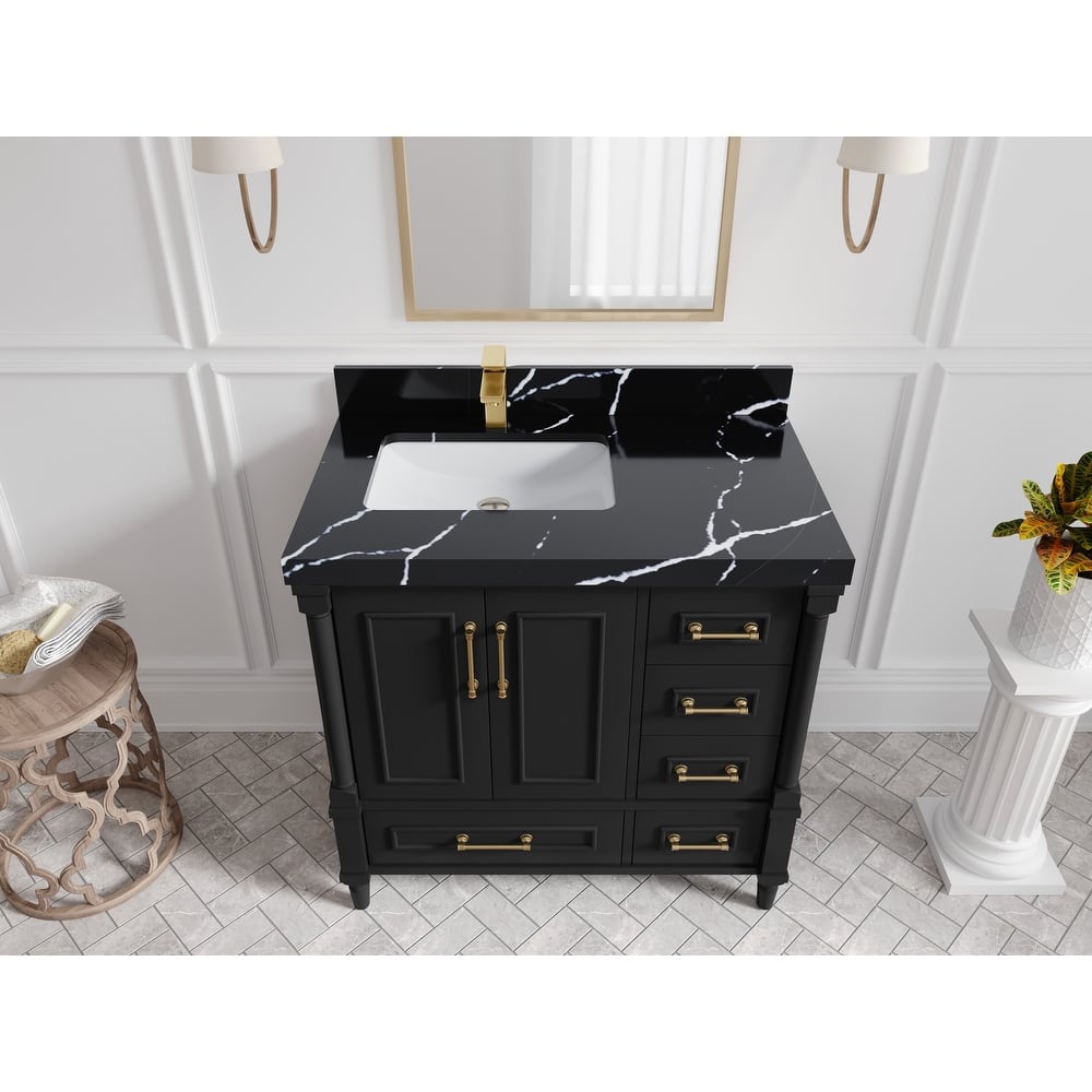 Willow Collections 36 in. W x 22 in. D Aberdeen Left Offset Sink Bathroom Vanity with Countertop