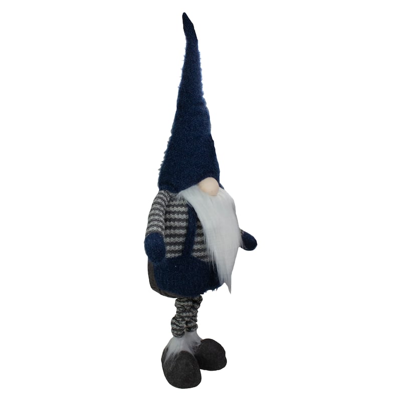 41" LED Lighted Blue and Gray Extendable Gnome Christmas Figure