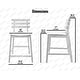 preview thumbnail 2 of 17, Set of 2 Counter Stools Open Back Medium Dark Wood Cushion Tall Chairs For Restaurant Bar Home