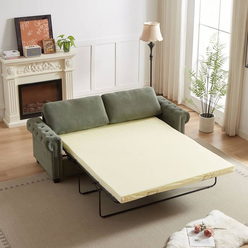 83.8" Convertible 2-in-1 Pullout Polyester Sleeper Sofa Bed
