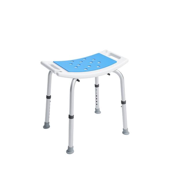 slide 2 of 9, Shower Chair, 6 Levels Height Adjustable, Safety Shower Stool with Non-Slip Seat Plate and Foot Pads, 400 LBS Weight Capacity White
