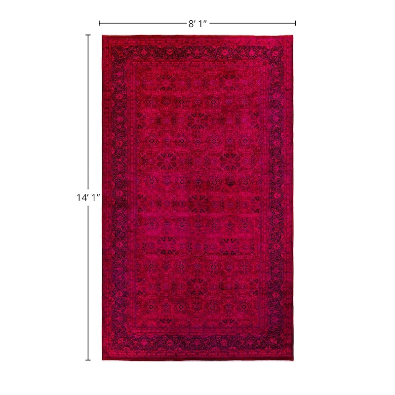 Overdyed, One-of-a-Kind Hand-Knotted Area Rug - Pink - 8' 1" x 14' 1"