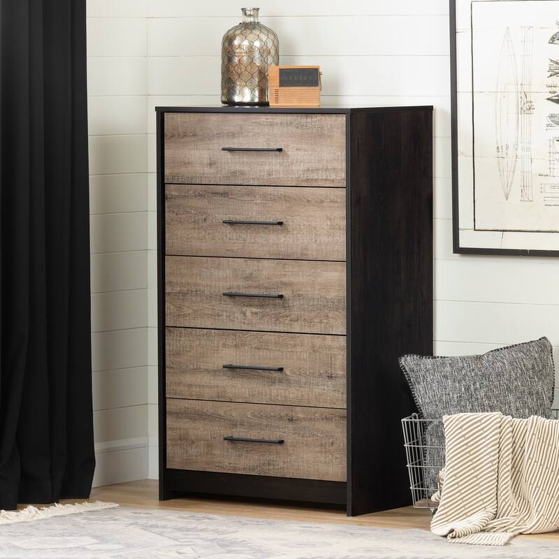 South Shore Londen 5-Drawer Chest - Weathered Oak and Ebony