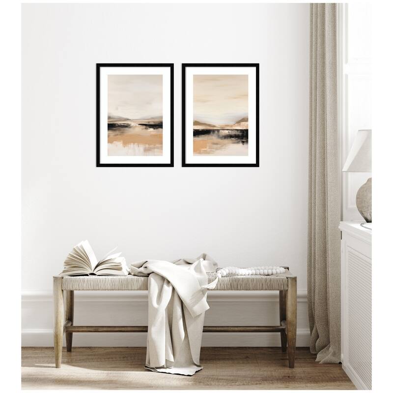 Kate and Laurel Peaceful Landscape No. 1 & No. 2 2 Piece Framed Wall Art Print Set by Amy Lighthall