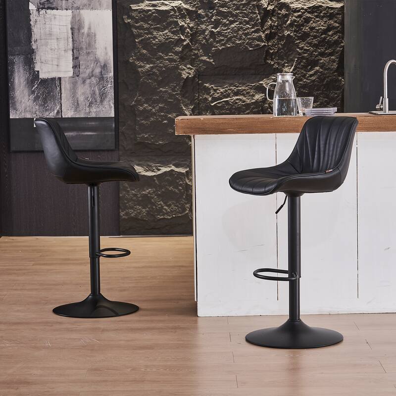 Adjustable Swivel Bar Stools Set of 2 Modern Upholstered Counter Stools