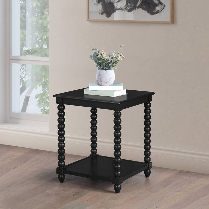 Elise End Table in Black Finish - Black - MDF