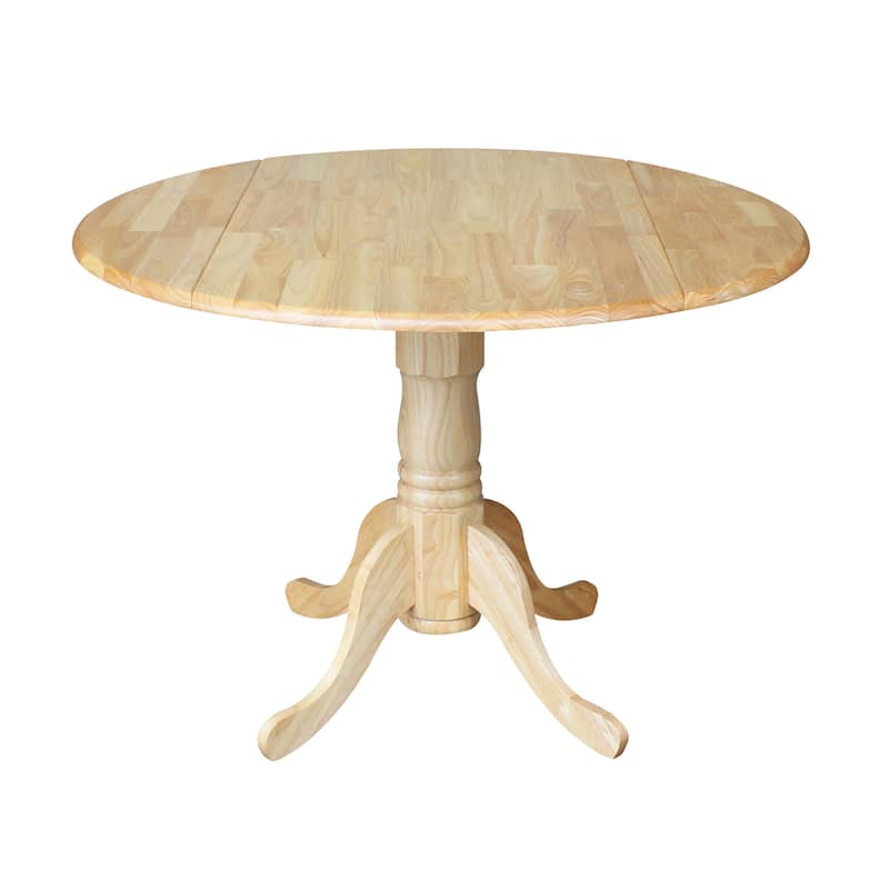 Round Pedestal Base Solid Wood 42-inch Drop-leaf Dining Table - Natural