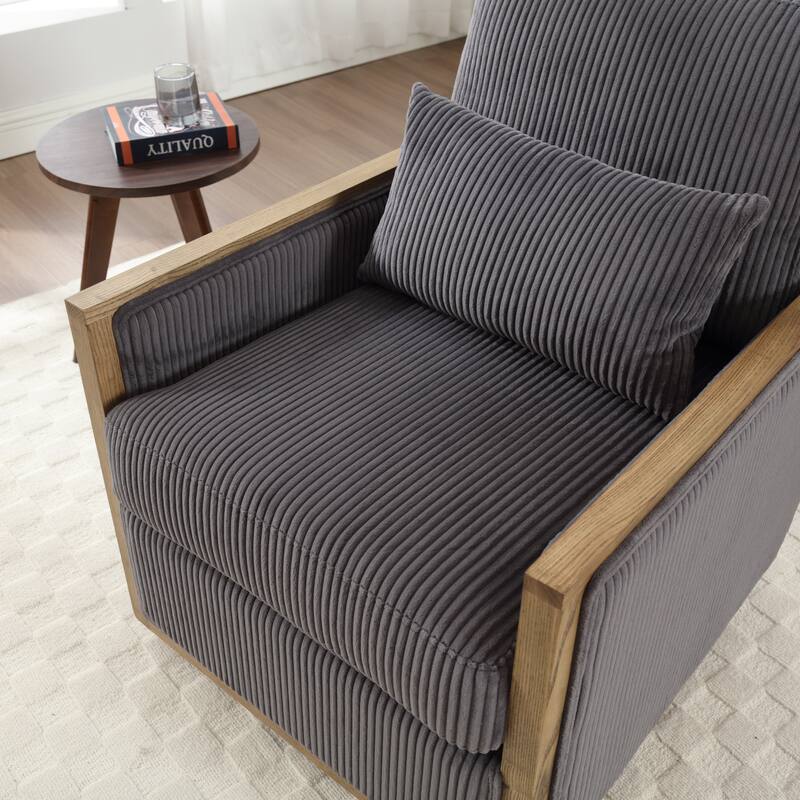 Modern 26.77" Upholstered 360° Swivel Barrel Chair with Sturdy Hardwood Frame for Living Room