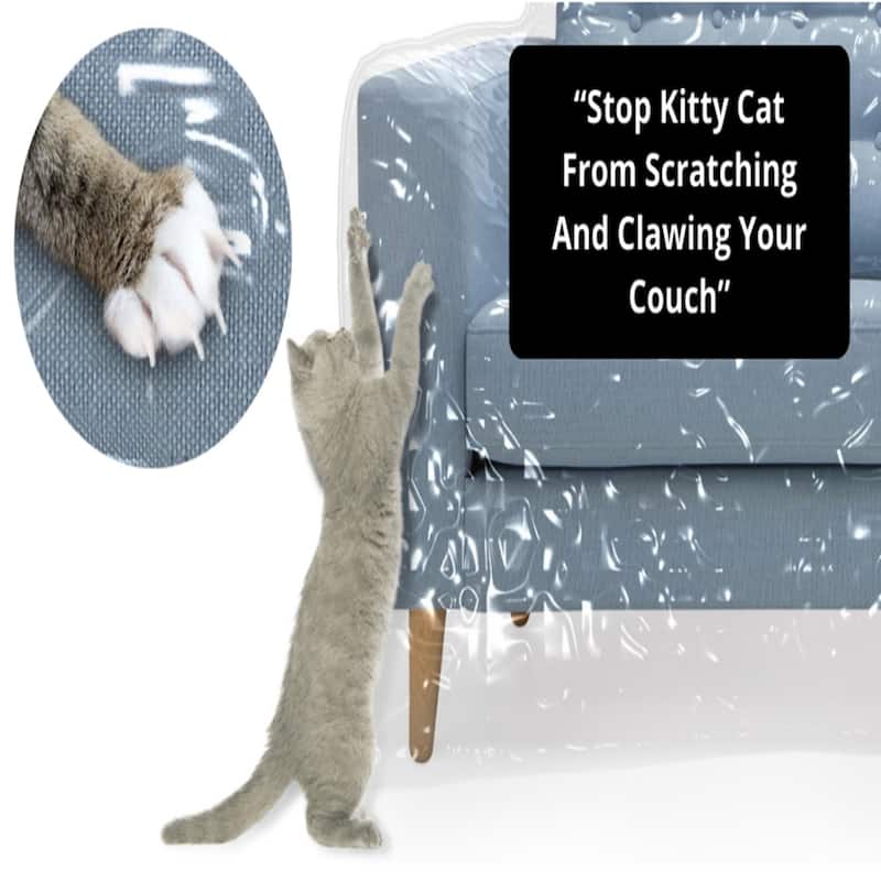 Heavy Duty Pet-Proof Sofa Cover，Clear Viny Scratch Protector for Cats/Dogs, Waterproof & Tear-Resistant for Moving/Storage