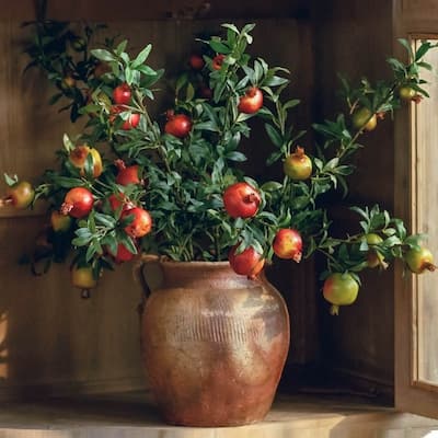 RusticReach Big Fruit Faux Pomegranate Stem 32" Tall
