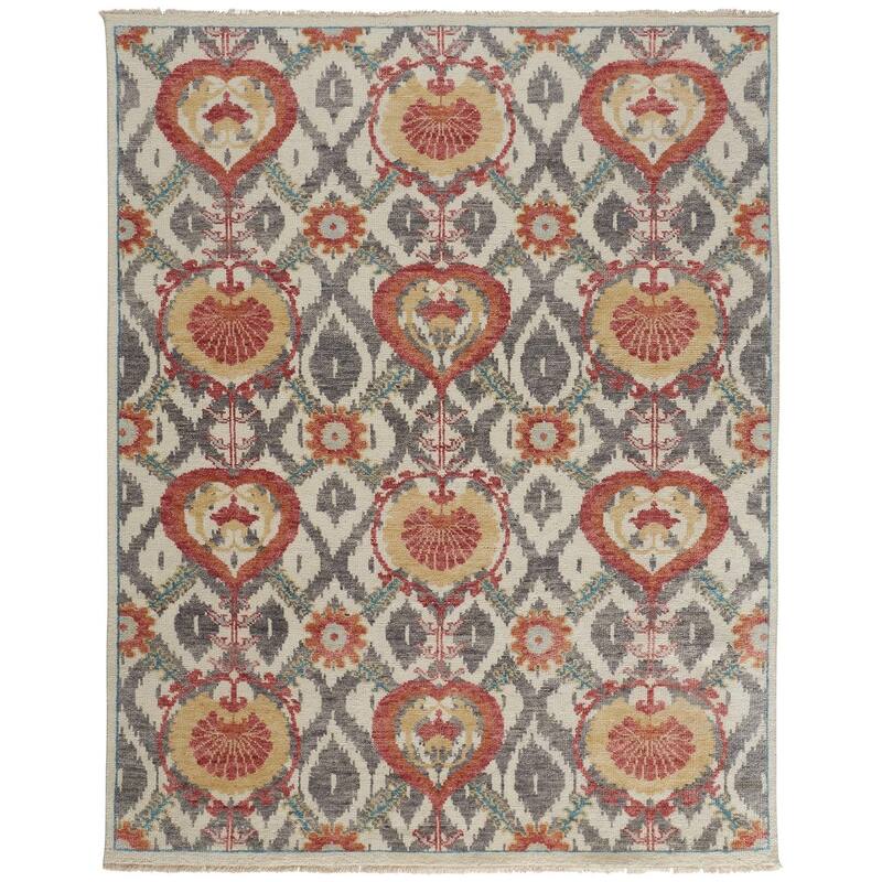 Grand Bazaar Bennet Hand Knotted Oriental Traditional Area Rug - 2' x 3' - Orange/Gray