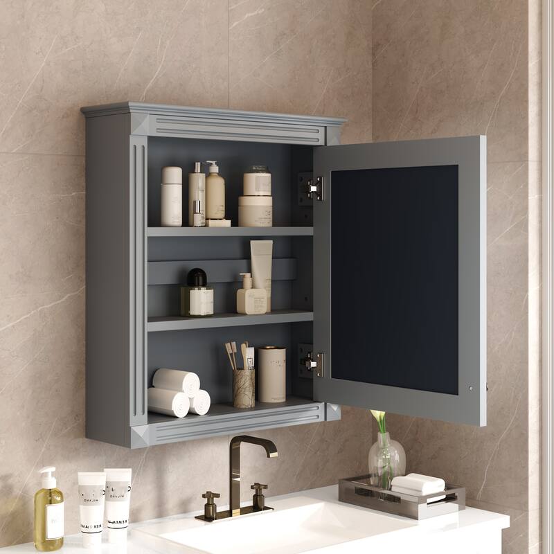 24'' x 27'' Wall Mounted Bathroom Storage Cabinet with Mirror