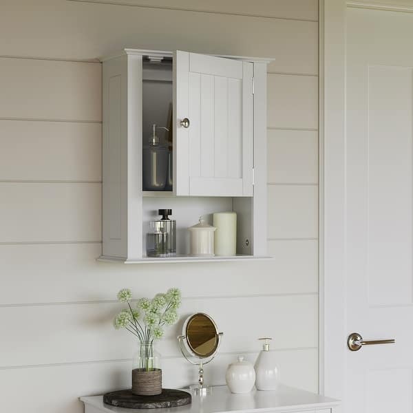 slide 2 of 9, RiverRidge Ashland Single Door Bathroom and Laundry Wall Mount Storage Medicine Cabinet White