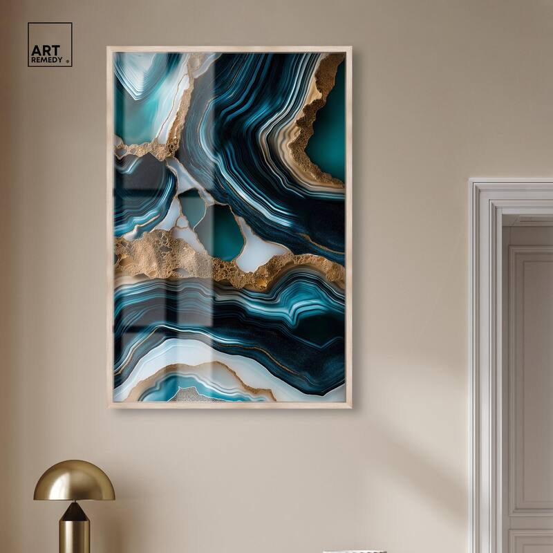 Teal Tectonic II Shadowbox by Art Remedy